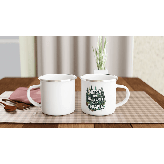Metsä On Halvempi Kuin Terapia - Emalimuki 3,5dl - Mun Paita