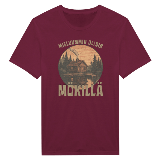 Mieluummin Olisin Hirsimökillä - Miesten T - paita - Mun Paita