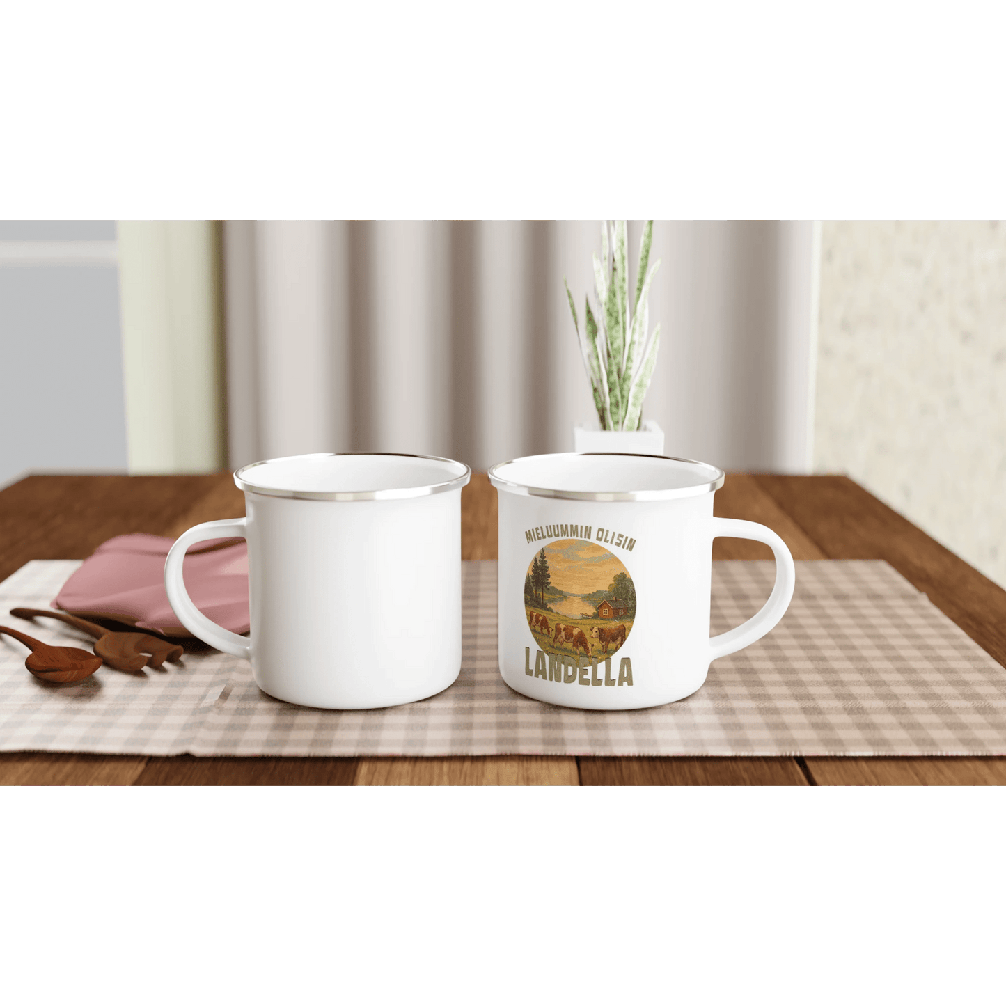 Mieluummin Olisin Landella 2 - Emalimuki 3,5dl - Mun Paita