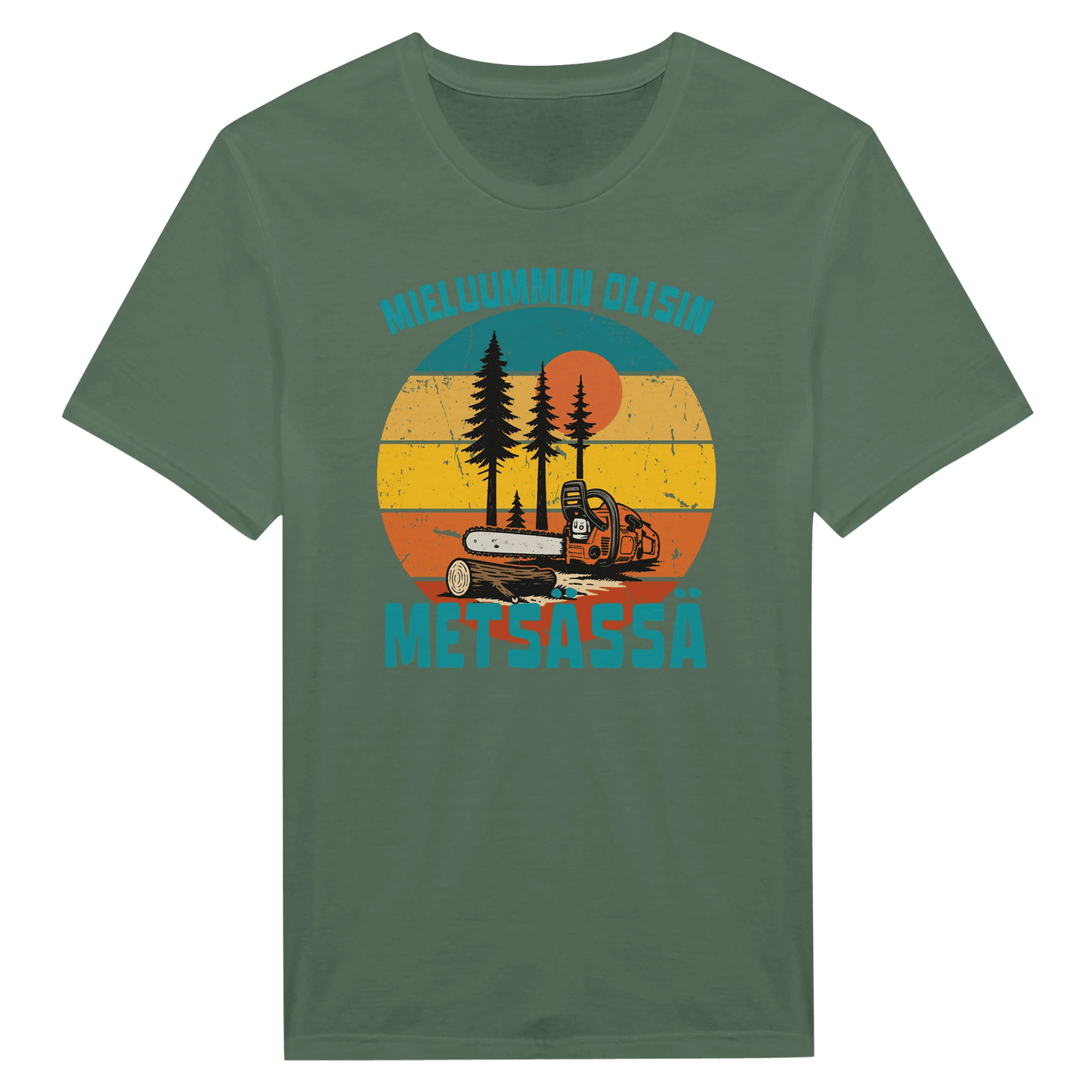Mieluummin Olisin Metsässä, Saha - Miesten T - paita - Mun Paita