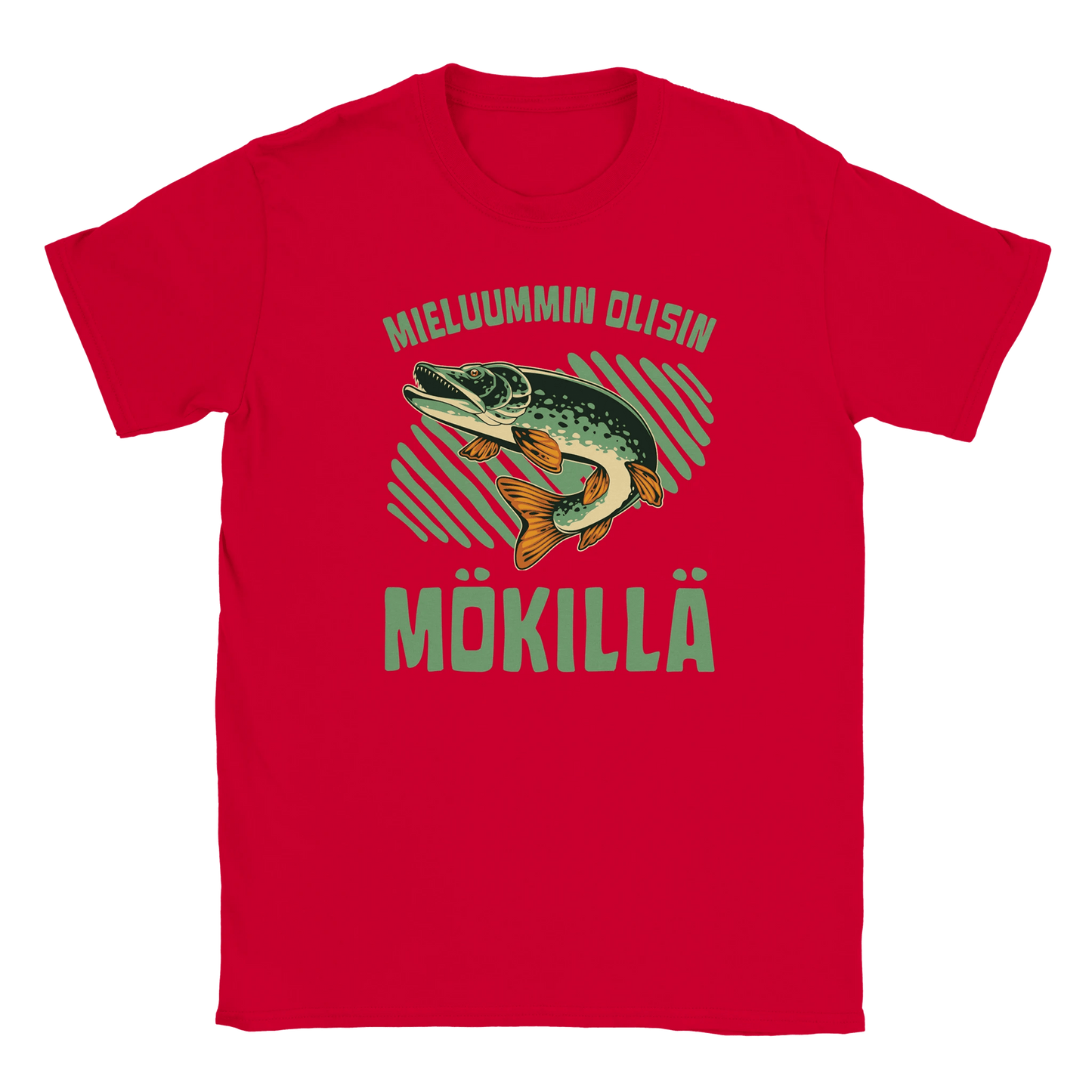 Mieluummin Olisin Mökillä, Hauki - Miesten T - paita - Mun Paita