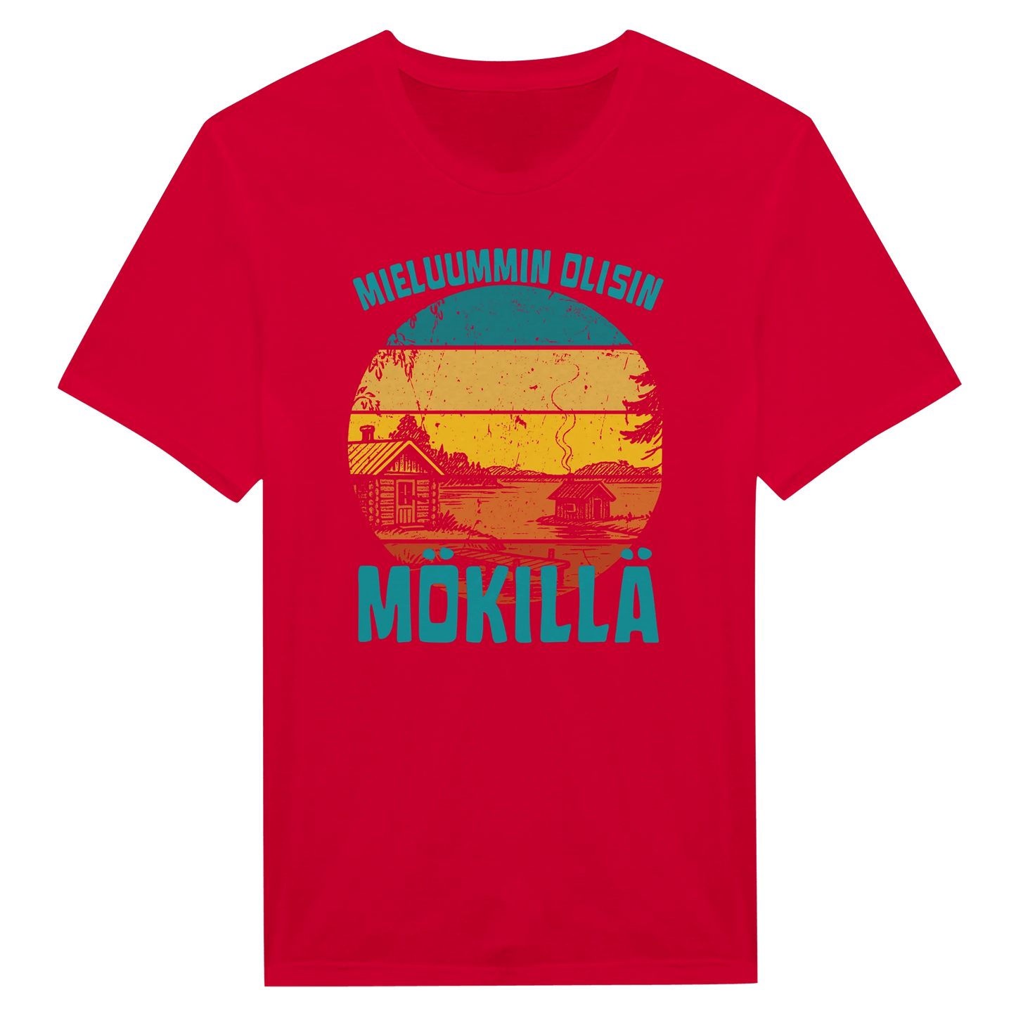 Mieluummin Olisin mökillä Rantasauna - Miesten T - paita - Mun Paita