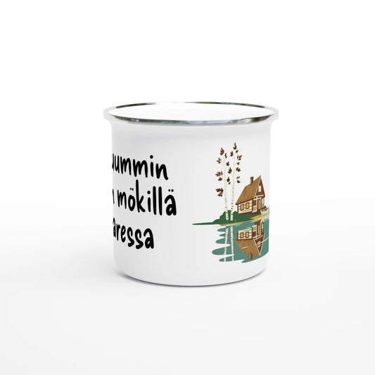 Mieluummin Olisin Mökillä Saaressa - Emalimuki 3,5dl - Mun Paita