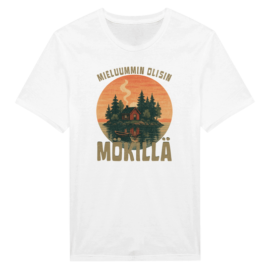 Mieluummin Olisin Mökillä Saaressa - Miesten T - paita - Mun Paita