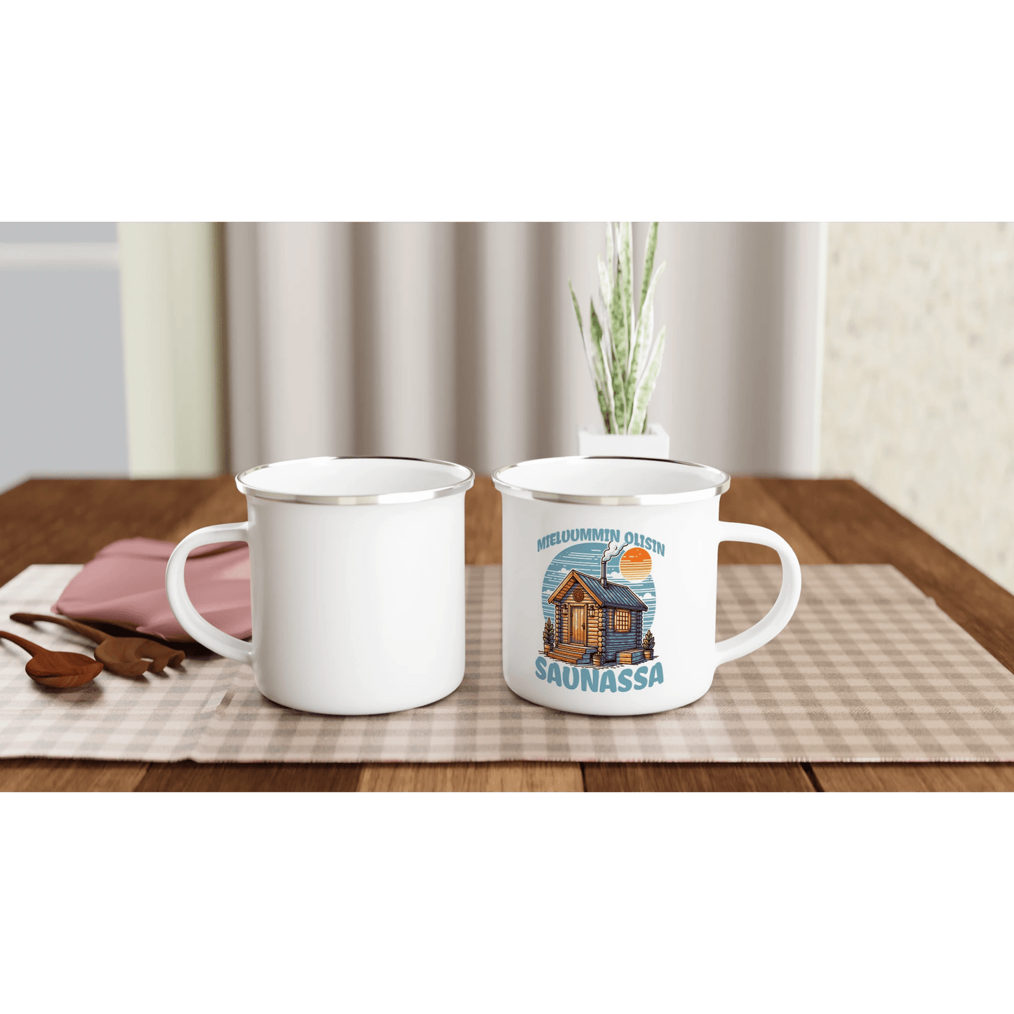 Mieluummin Olisin Saunassa v.3 - Emalimuki 3,5dl - Mun Paita