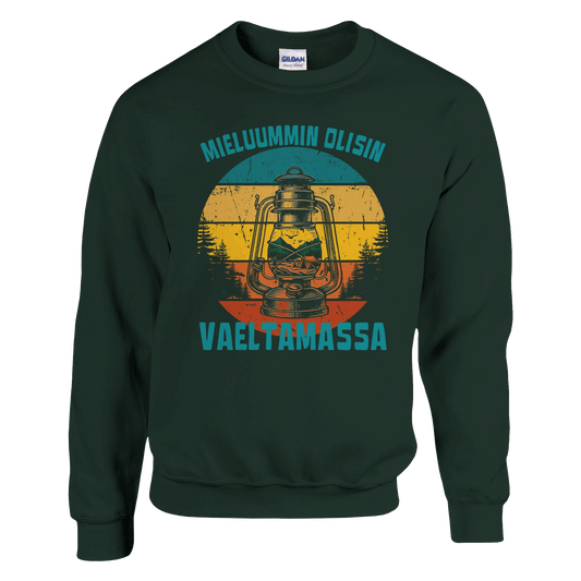 Mieluummin Olisin Vaeltamassa v.2 - Collegepaita - Mun Paita