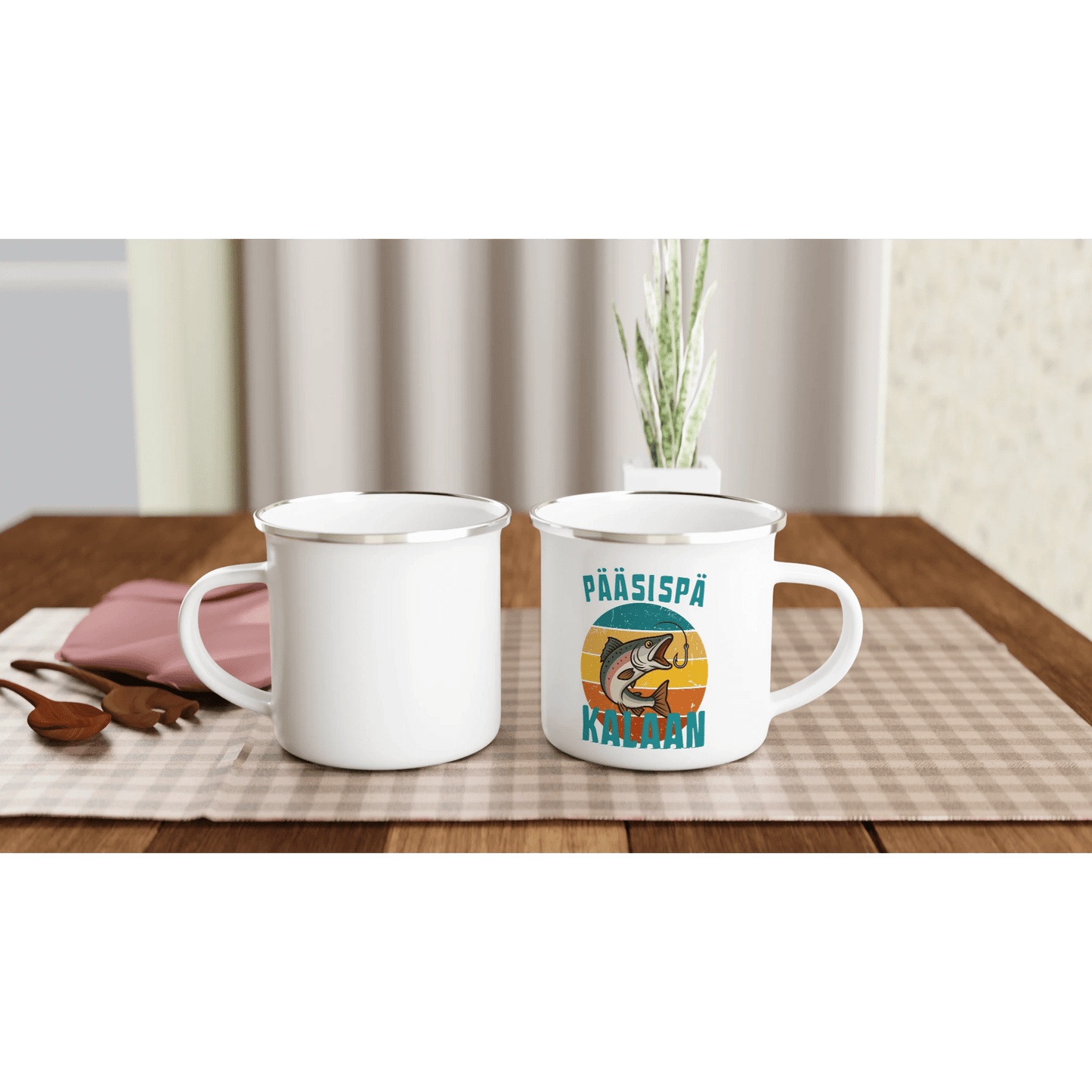 Pääsispä Kalaan | Lohi - Emalimuki 3,5dl - Mun Paita