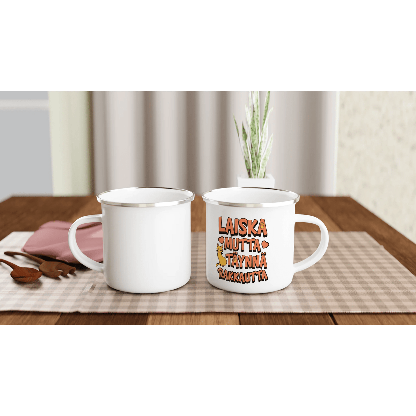 Laiska Mutta Täynnä Rakkautta - Emalimuki 3,5dl - Mun Paita