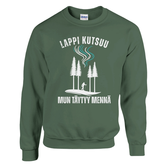 Lappi Kutsuu - Mun Täytyy Mennä - Hiihtäjä - Collegepaita - Mun Paita