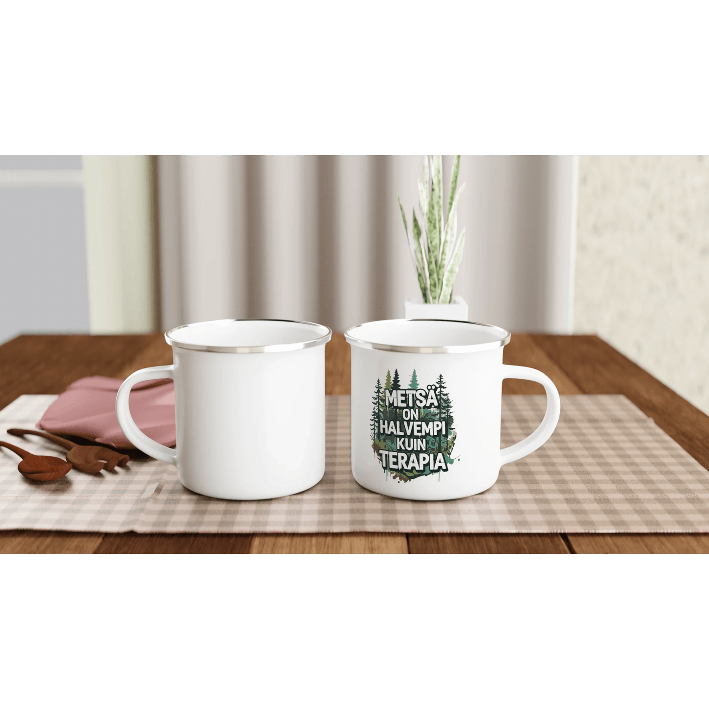 Metsä On Halvempi Kuin Terapia - Emalimuki 3,5dl - Mun Paita