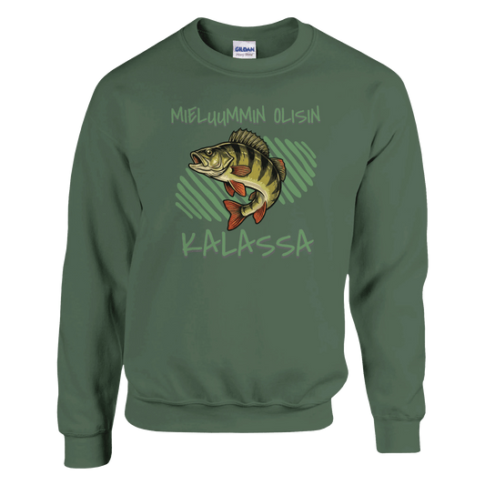 Mieluummin Olisin Kalassa - Ahven - Collegepaita - Mun Paita