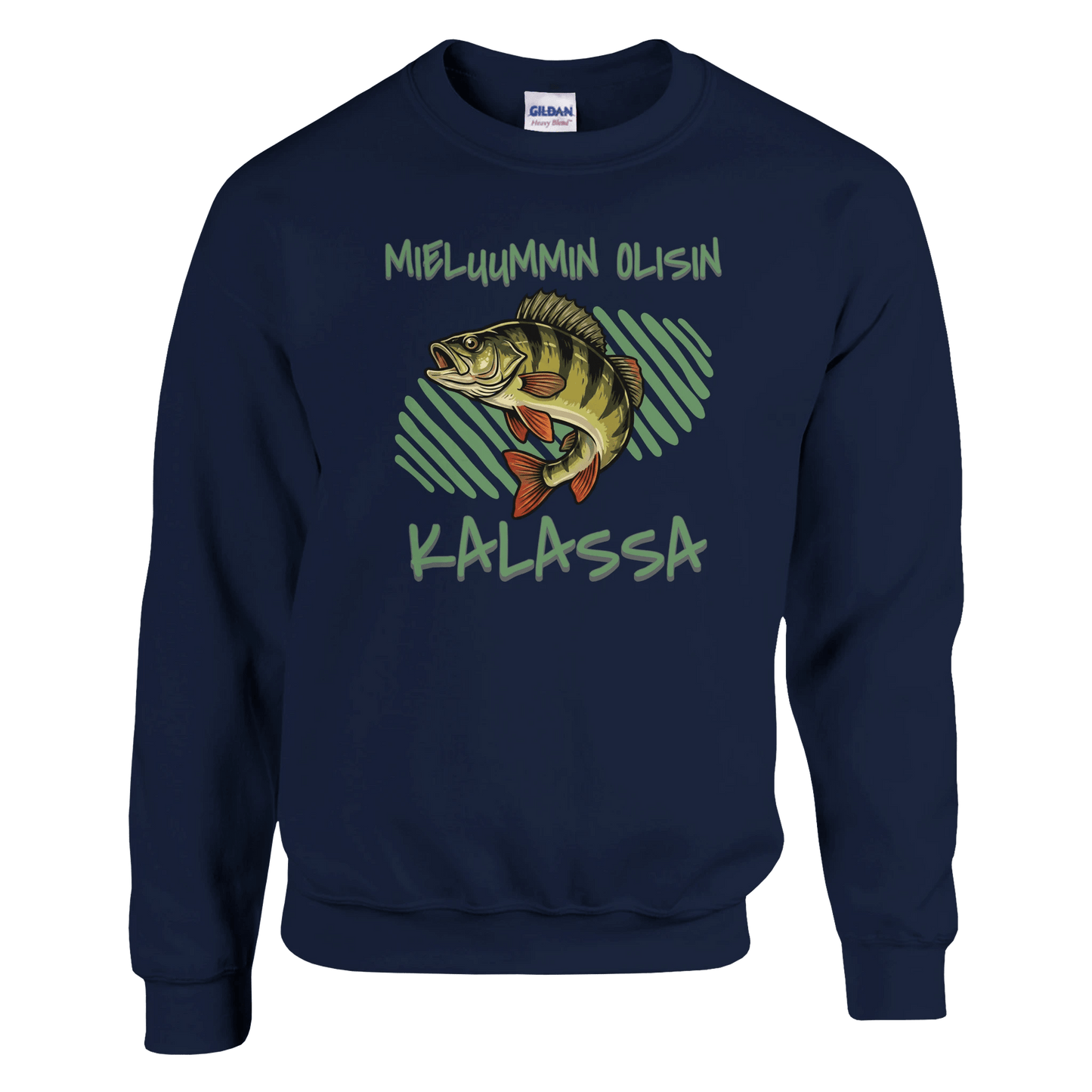 Mieluummin Olisin Kalassa - Ahven - Collegepaita - Mun Paita