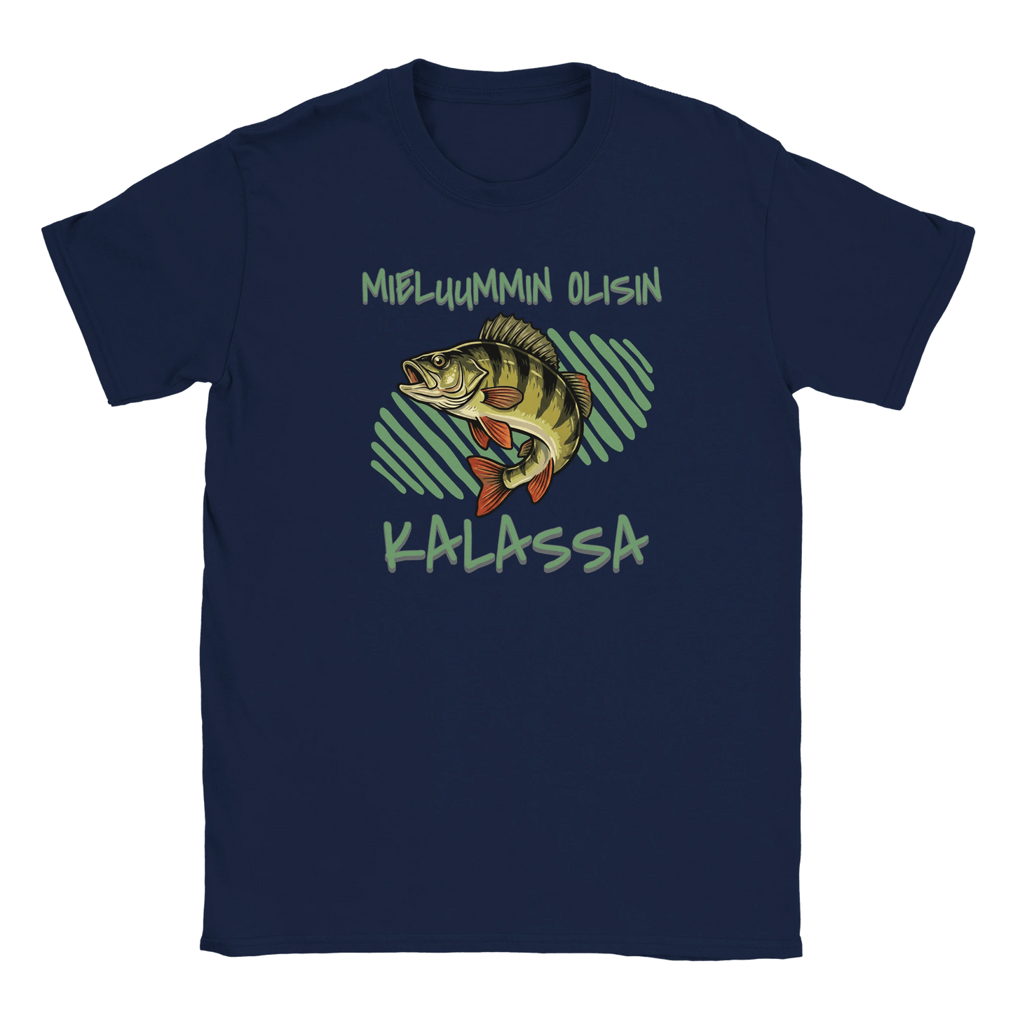 Mieluummin Olisin Kalassa - Ahven - Miesten T - paita - Mun Paita
