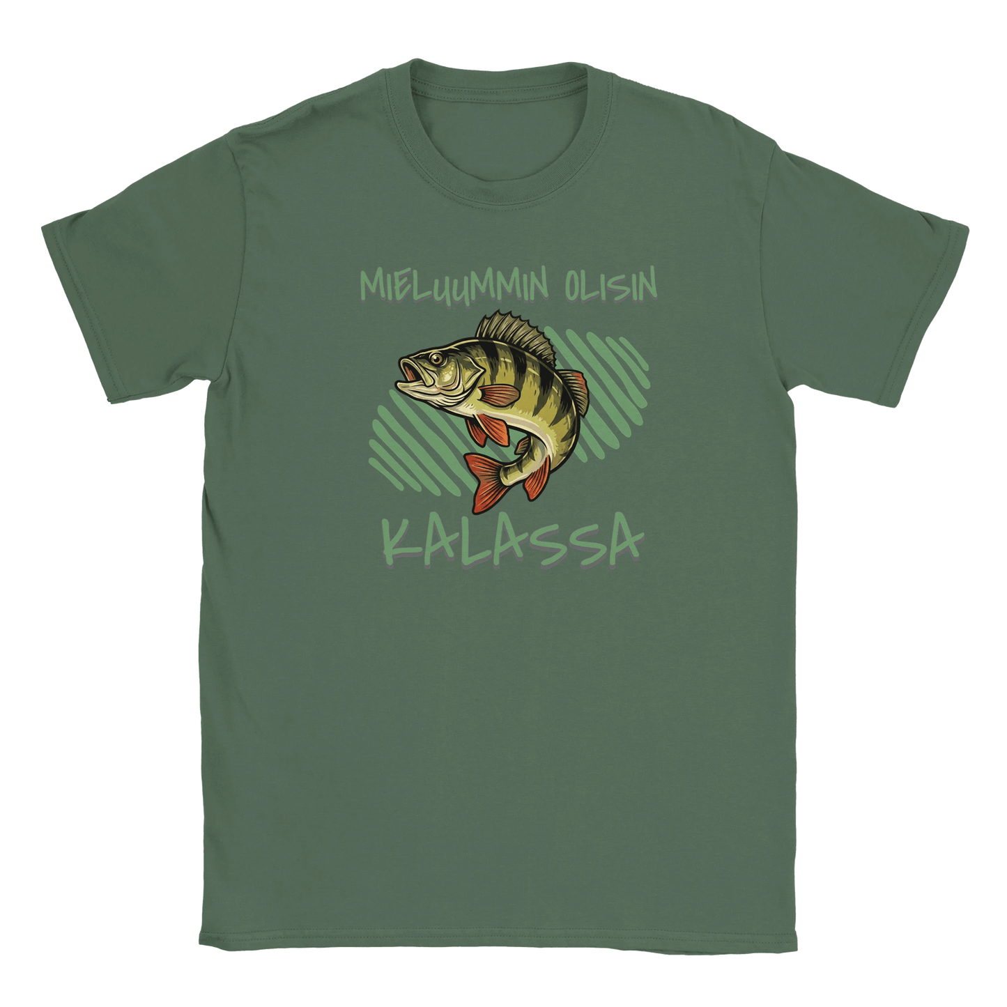 Mieluummin Olisin Kalassa - Ahven - Miesten T - paita - Mun Paita