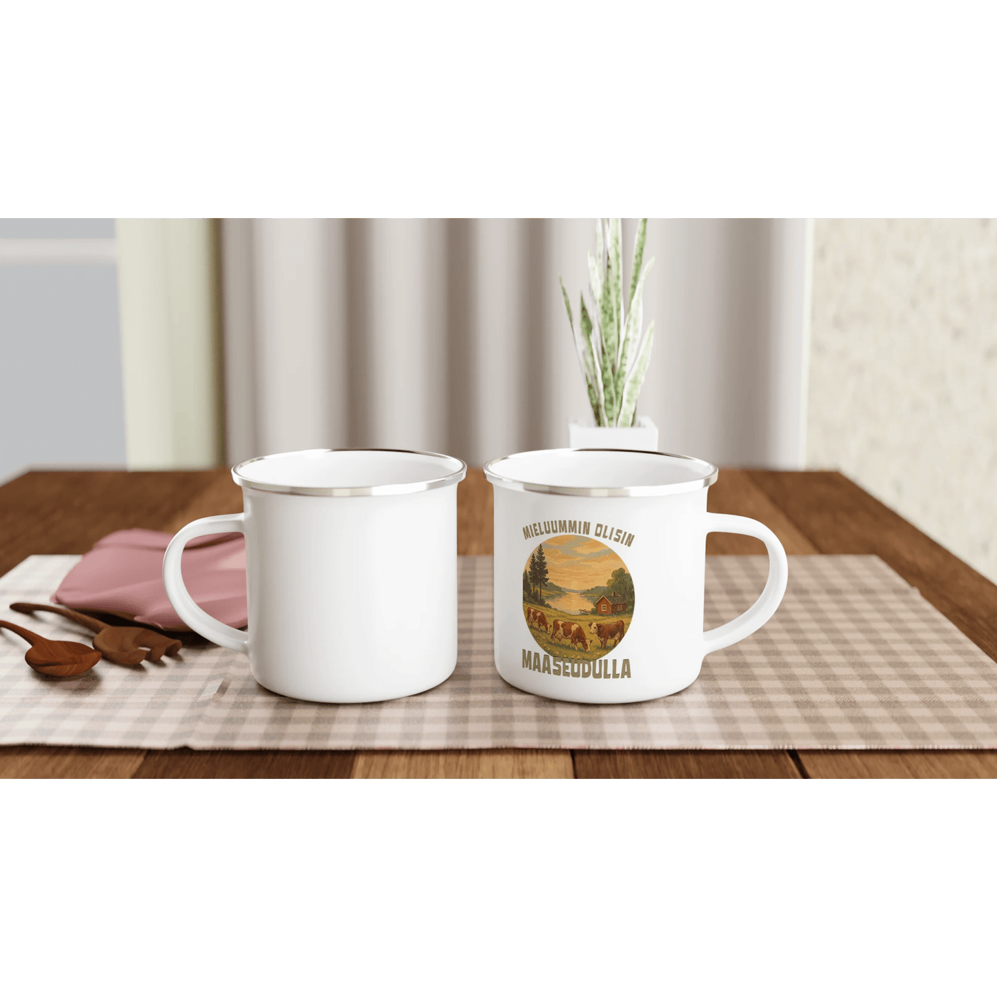 Mieluummin Olisin Maaseudulla - Emalimuki 3,5dl - Mun Paita