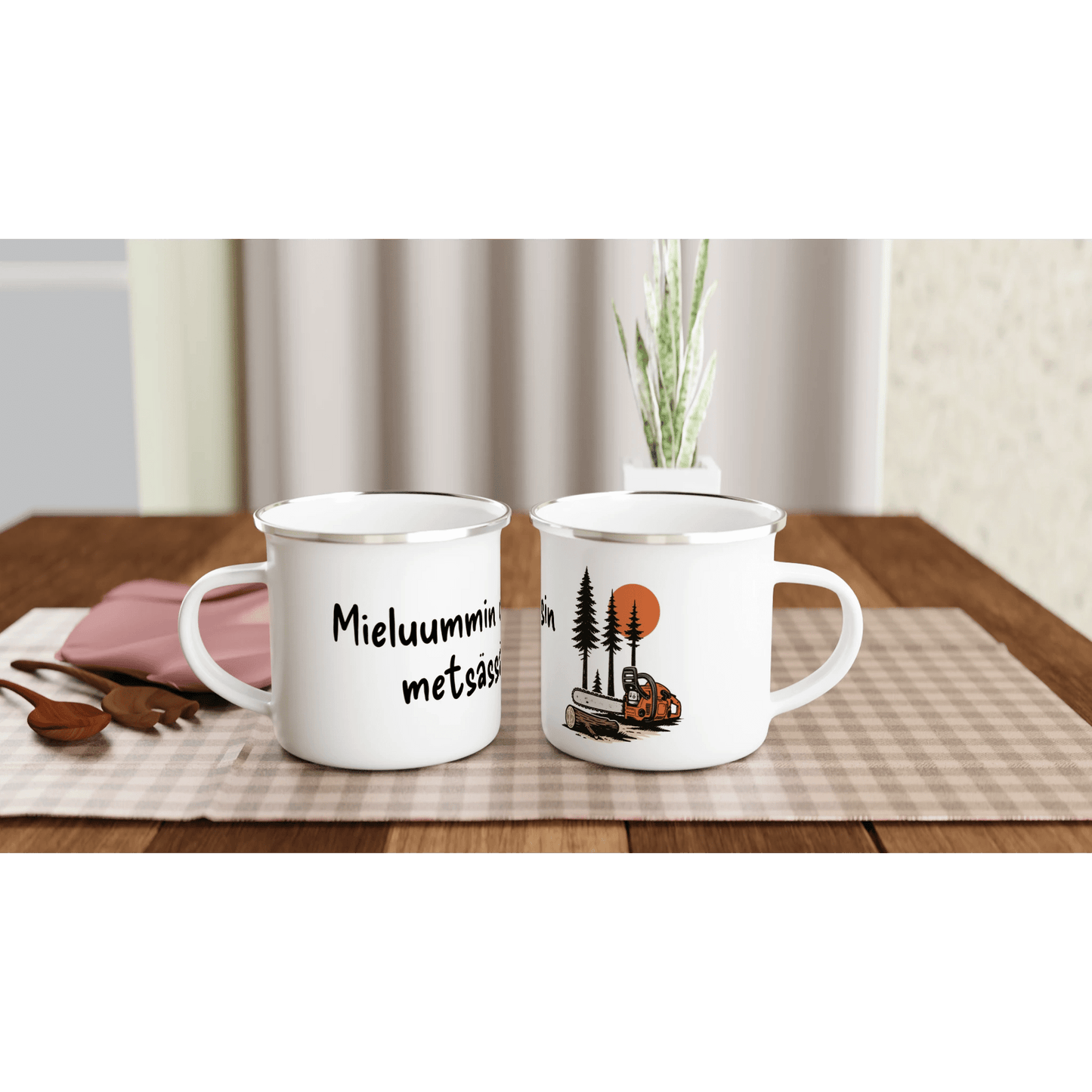 Mieluummin Olisin Metsässä - Emalimuki 3,5dl - Mun Paita