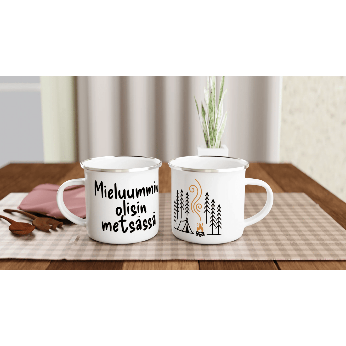 Mieluummin Olisin Metsässä - Emalimuki 3,5dl - Mun Paita