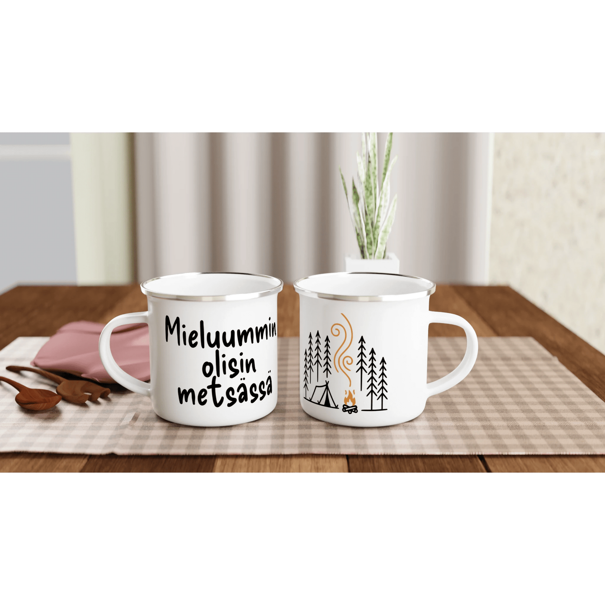 Mieluummin Olisin Metsässä - Emalimuki 3,5dl - Mun Paita