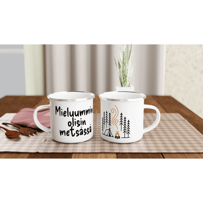 Mieluummin Olisin Metsässä - Emalimuki 3,5dl - Mun Paita