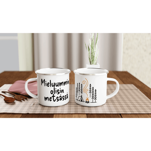 Mieluummin Olisin Metsässä - Emalimuki 3,5dl - Mun Paita