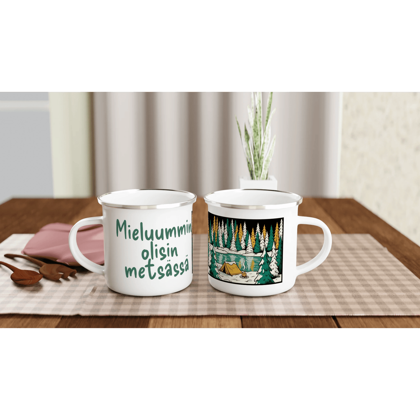 Mieluummin Olisin Metsässä - Emalimuki 3,5dl - Mun Paita