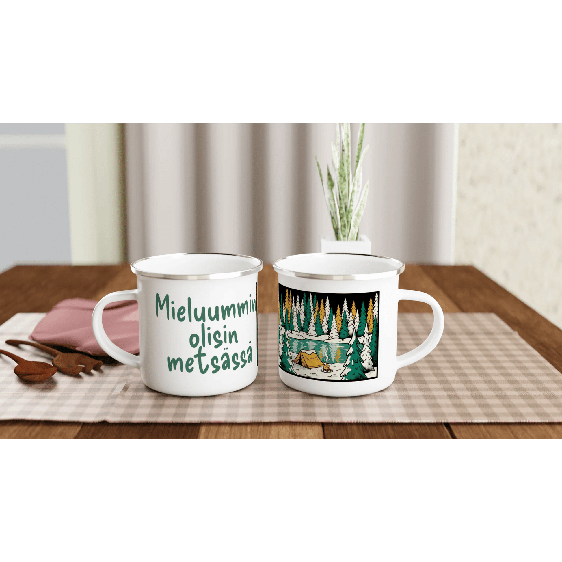 Mieluummin Olisin Metsässä - Emalimuki 3,5dl - Mun Paita