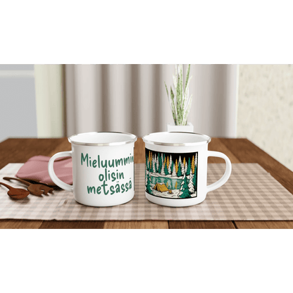 Mieluummin Olisin Metsässä - Emalimuki 3,5dl - Mun Paita