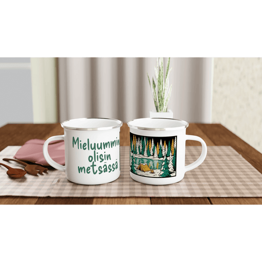 Mieluummin Olisin Metsässä - Emalimuki 3,5dl - Mun Paita