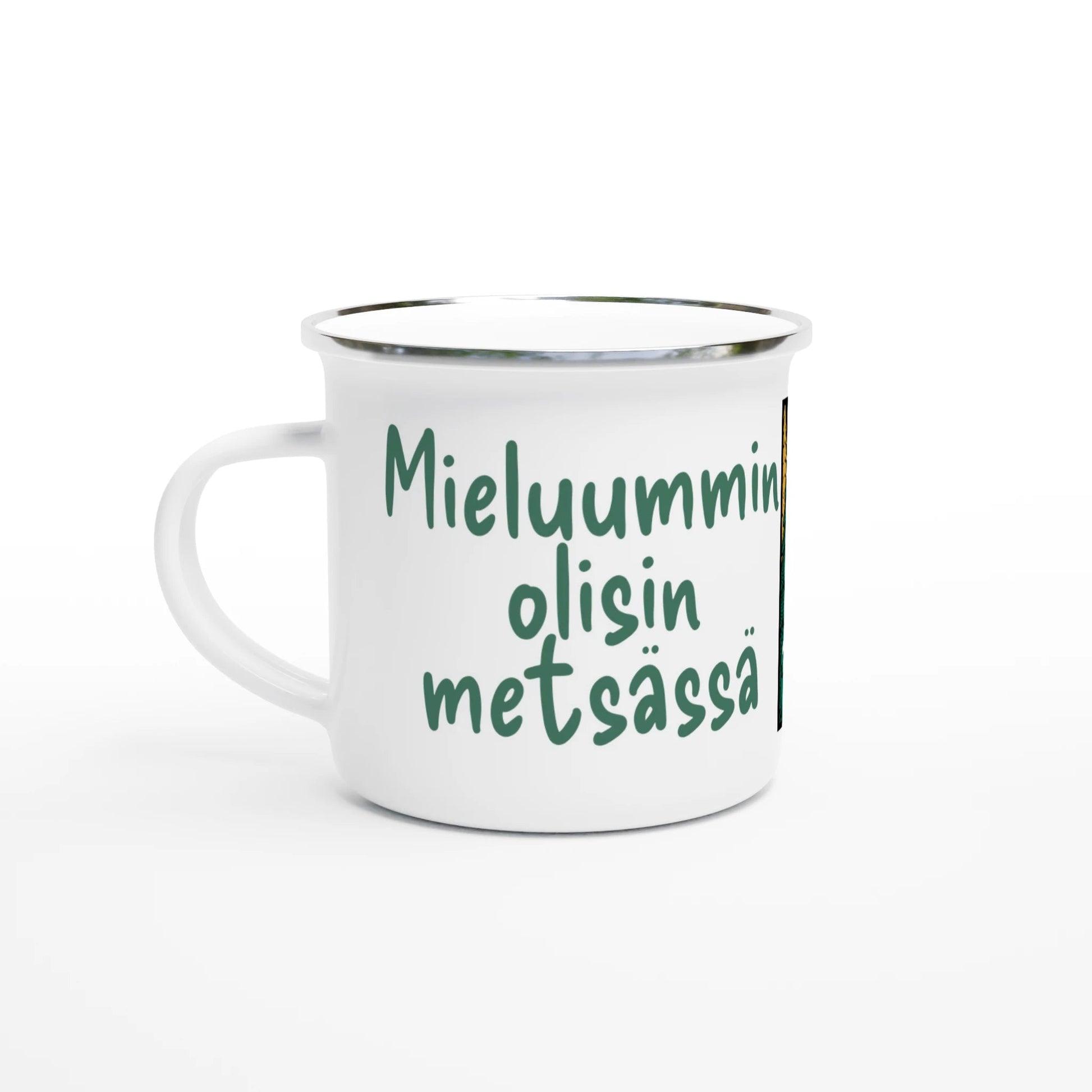 Mieluummin Olisin Metsässä - Emalimuki 3,5dl - Mun Paita