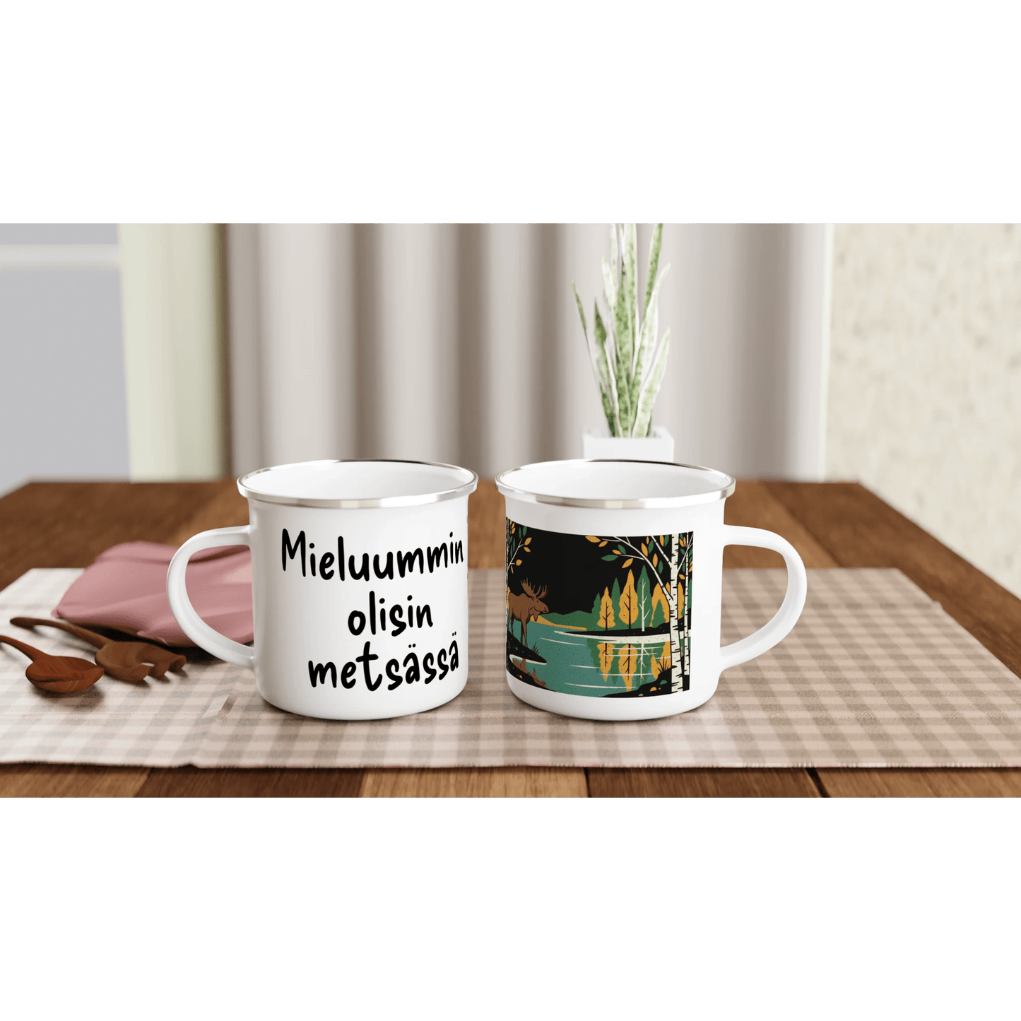 Mieluummin Olisin Metsässä, Hirvi - Emalimuki 3,5dl - Mun Paita