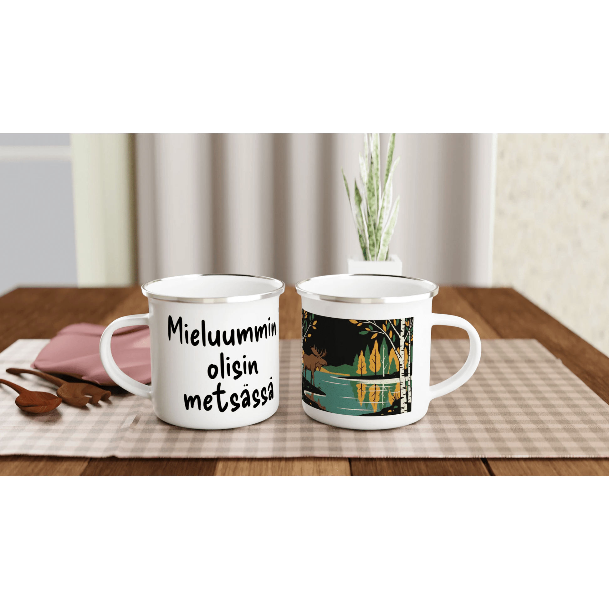 Mieluummin Olisin Metsässä, Hirvi - Emalimuki 3,5dl - Mun Paita