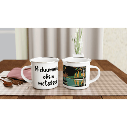 Mieluummin Olisin Metsässä, Hirvi - Emalimuki 3,5dl - Mun Paita