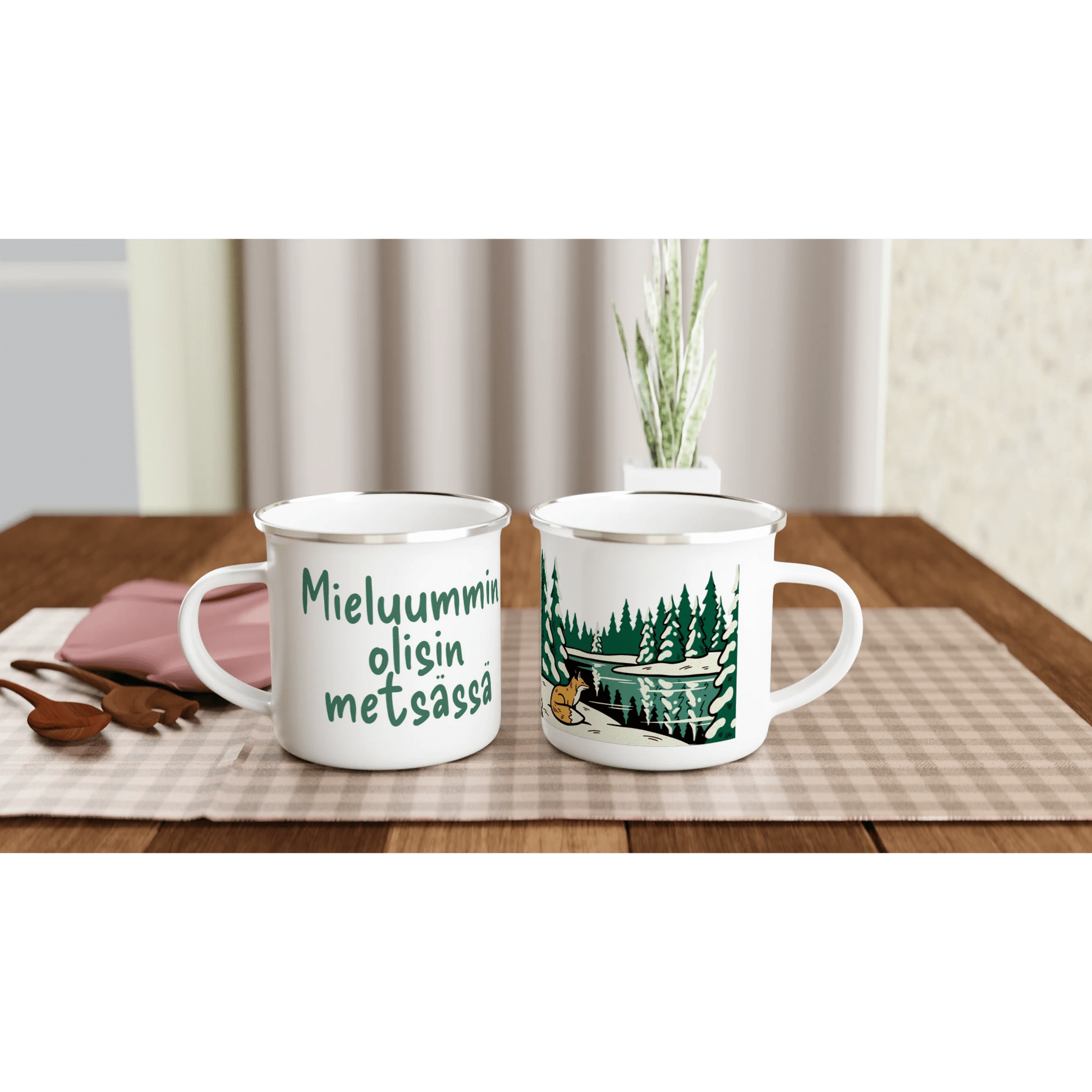 Mieluummin Olisin Metsässä Kettu - Emalimuki 3,5dl - Mun Paita