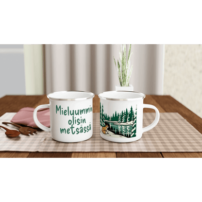 Mieluummin Olisin Metsässä Kettu - Emalimuki 3,5dl - Mun Paita