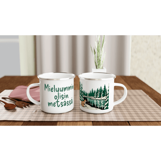 Mieluummin Olisin Metsässä Kettu - Emalimuki 3,5dl - Mun Paita