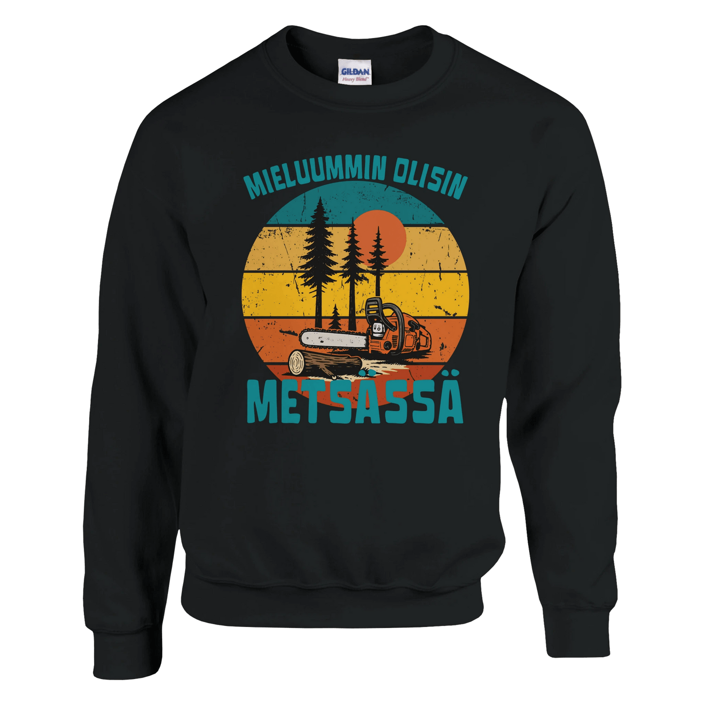 Mieluummin Olisin Metsässä, Saha - Collegepaita - Mun Paita