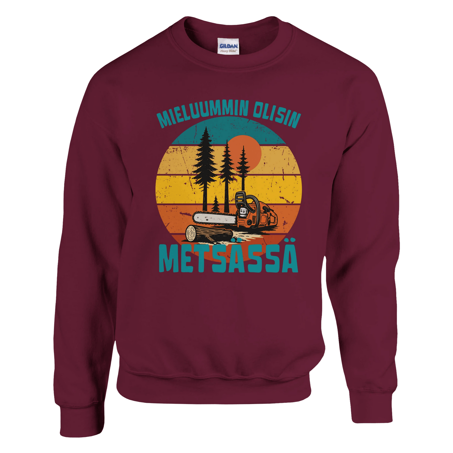 Mieluummin Olisin Metsässä, Saha - Collegepaita - Mun Paita