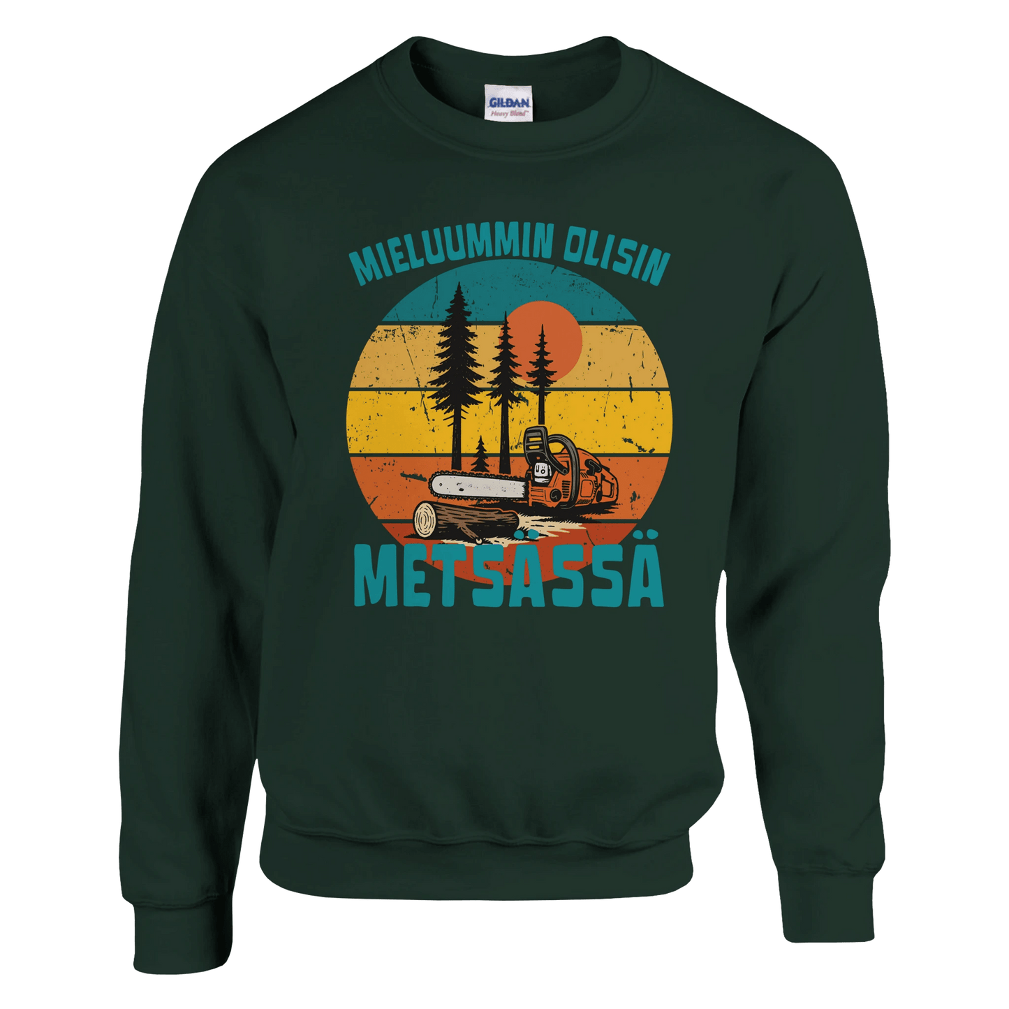 Mieluummin Olisin Metsässä, Saha - Collegepaita - Mun Paita