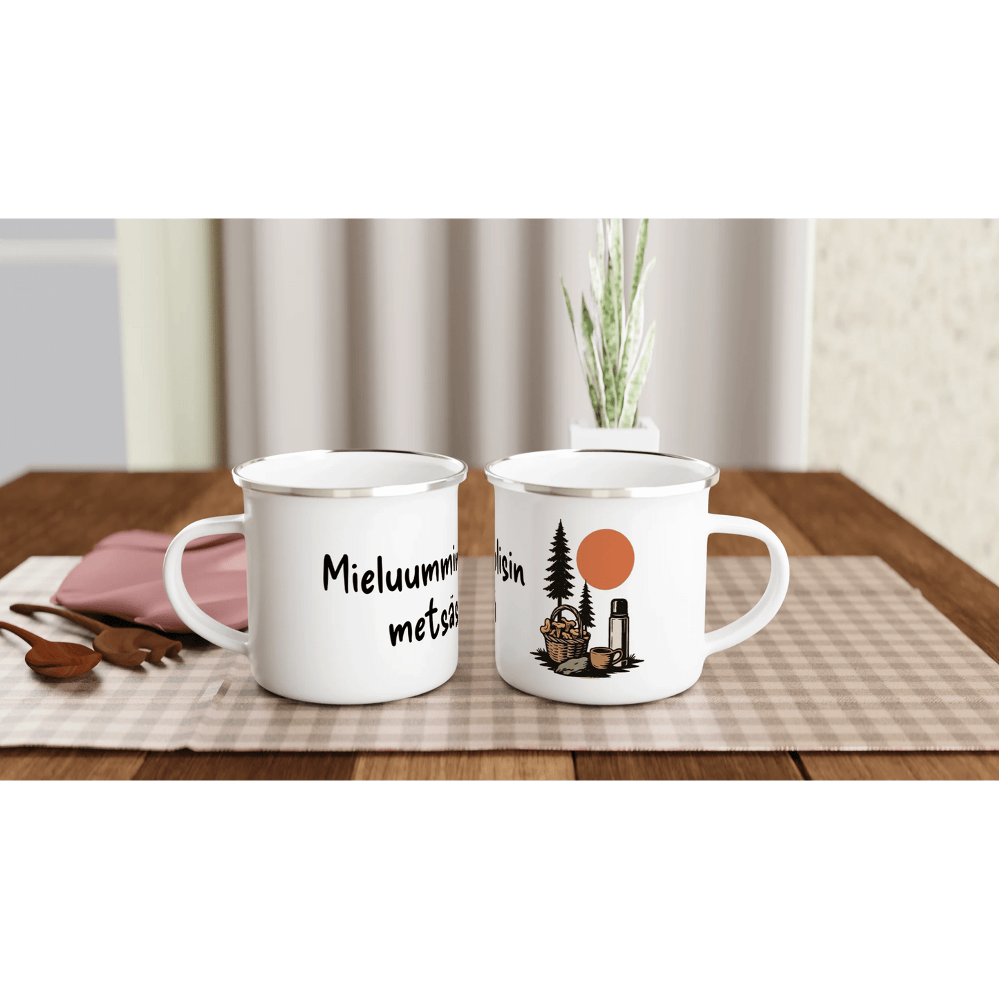 Mieluummin Olisin Metsässä, Sienikori - Emalimuki 3,5dl - Mun Paita