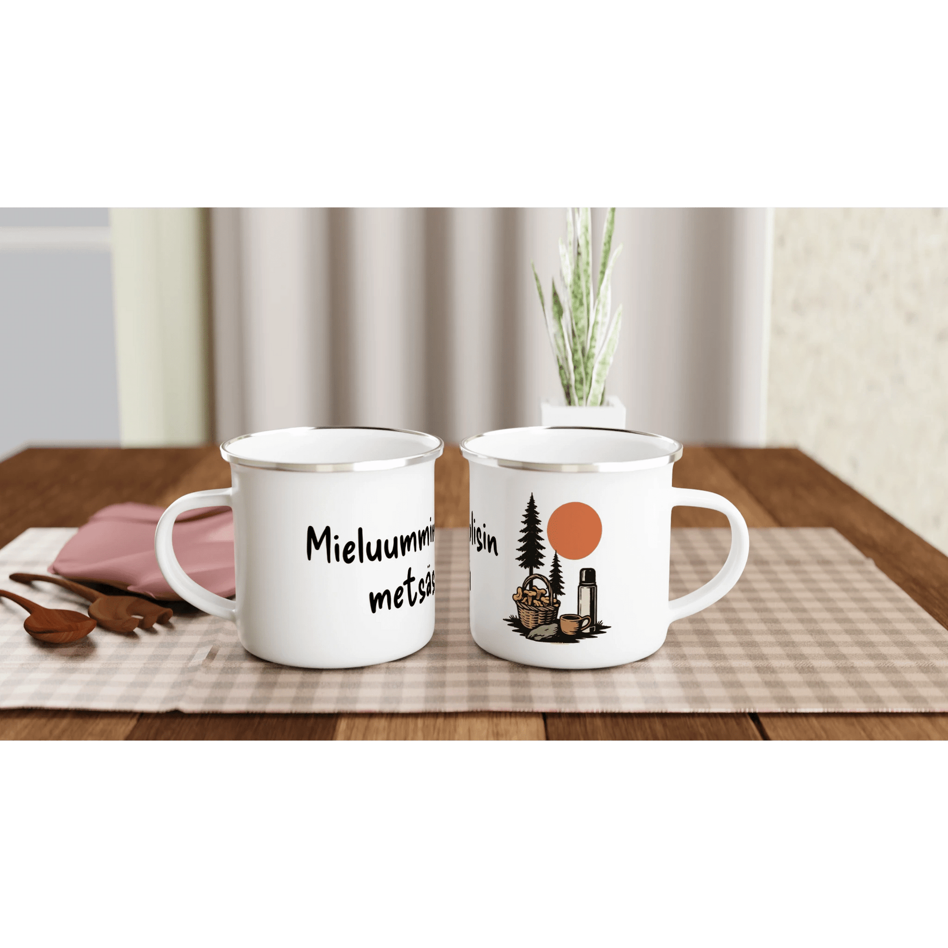 Mieluummin Olisin Metsässä, Sienikori - Emalimuki 3,5dl - Mun Paita