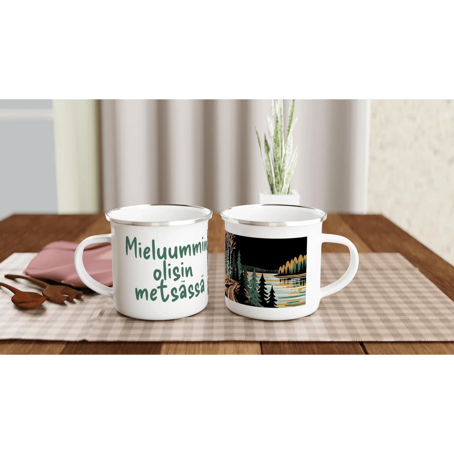 Mieluummin Olisin Metsässä Syksy - Emalimuki 3,5dl - Mun Paita