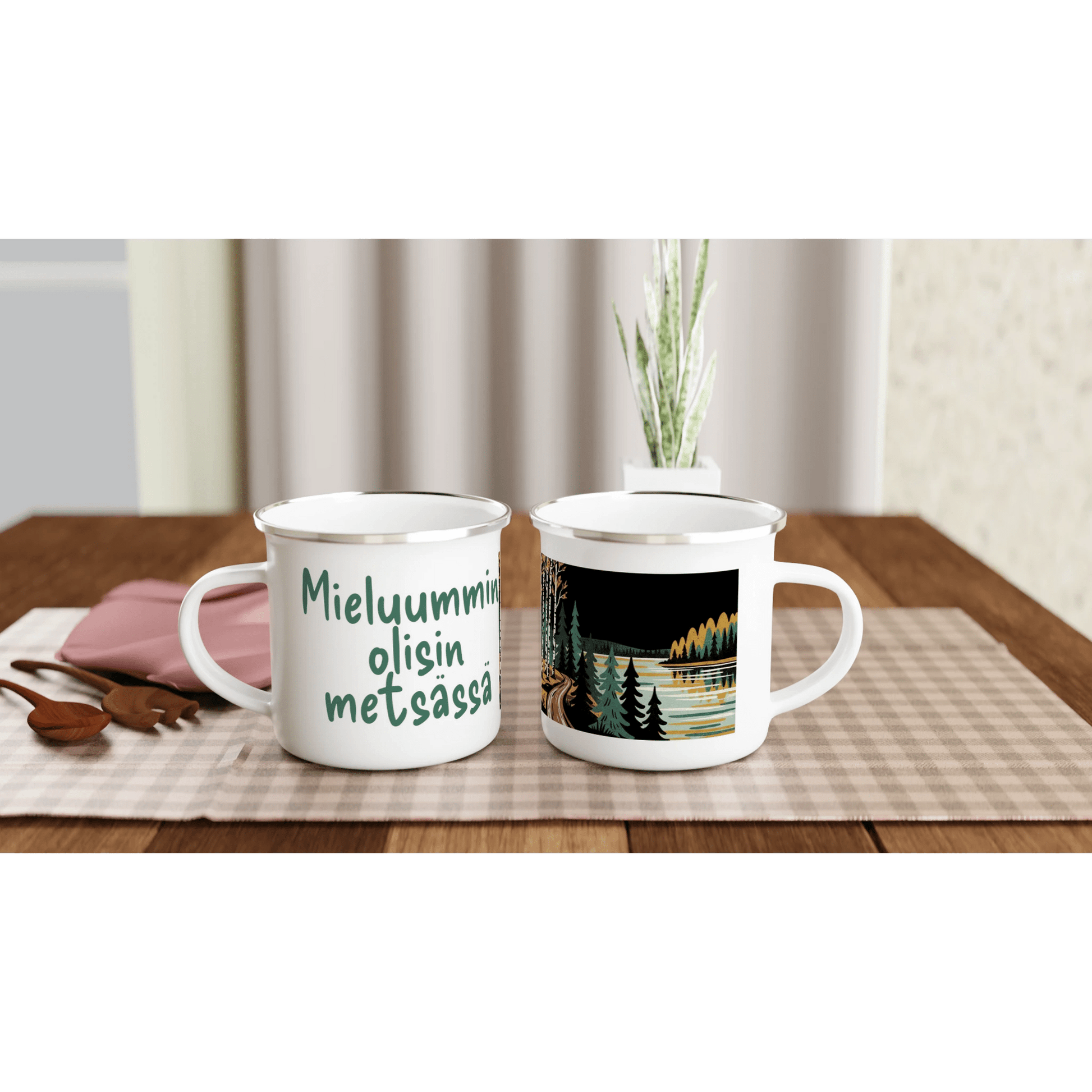 Mieluummin Olisin Metsässä Syksy - Emalimuki 3,5dl - Mun Paita