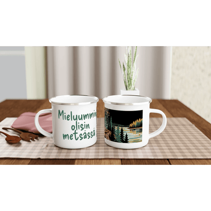 Mieluummin Olisin Metsässä Syksy - Emalimuki 3,5dl - Mun Paita