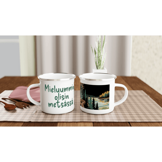 Mieluummin Olisin Metsässä Syksy - Emalimuki 3,5dl - Mun Paita