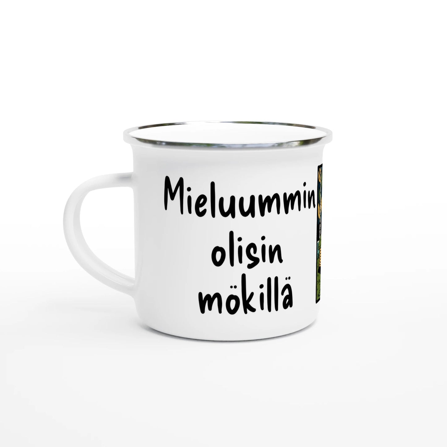 Mieluummin Olisin Mökillä - Emalimuki 3,5dl - Mun Paita