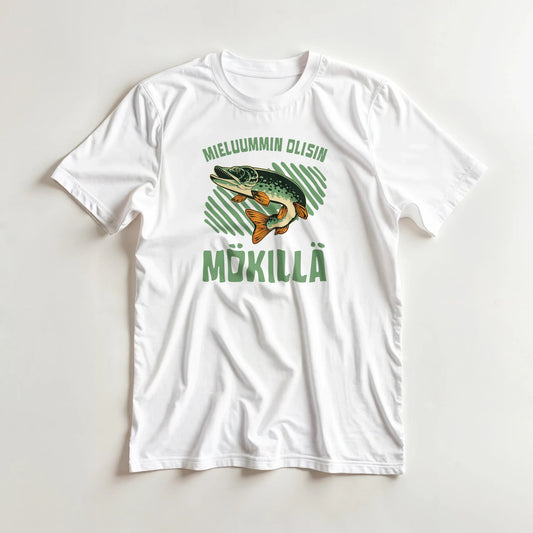 Mieluummin Olisin Mökillä, Hauki - 3XL - 5XL T - paita - Mun Paita