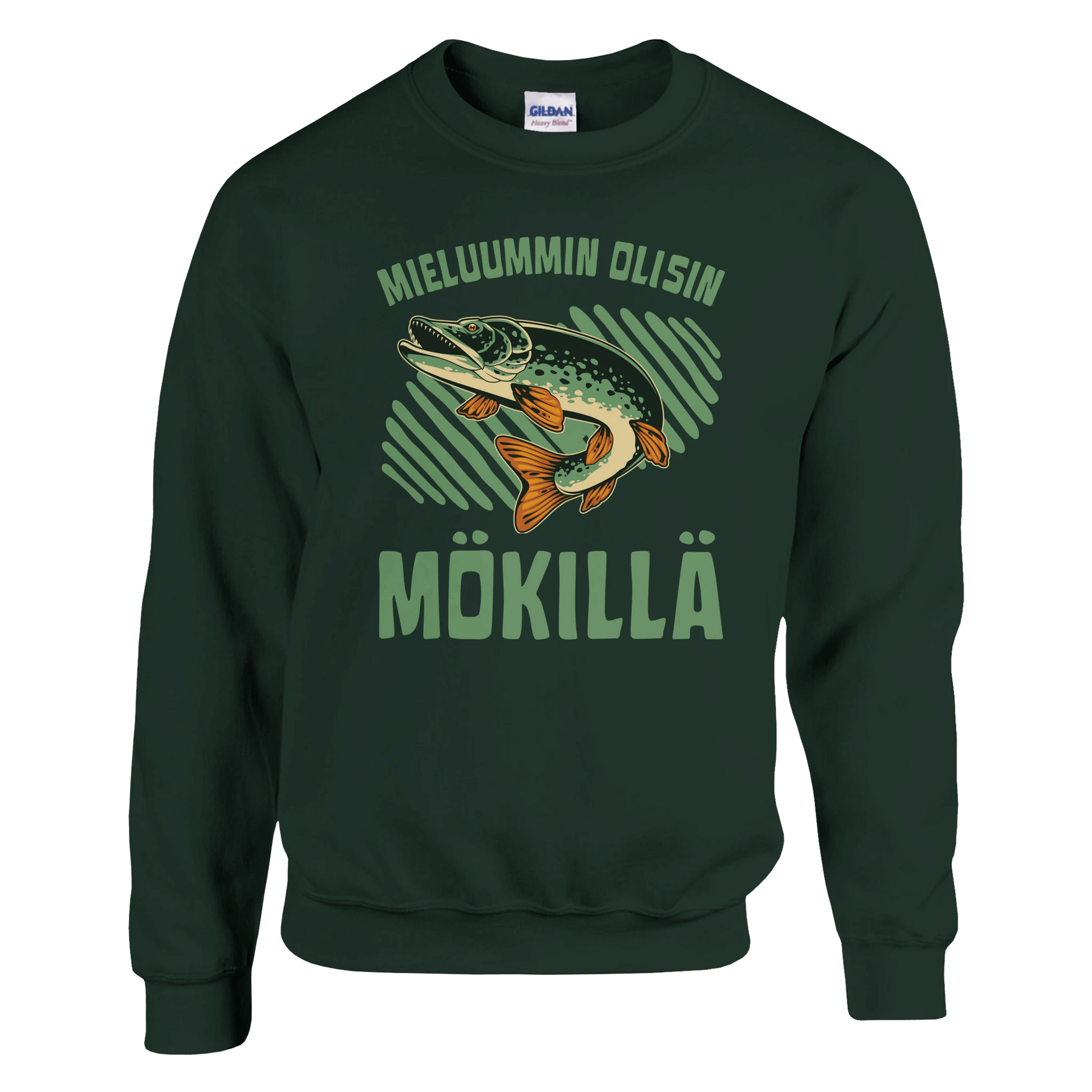 Mieluummin Olisin Mökillä, Hauki - Collegepaita - Mun Paita