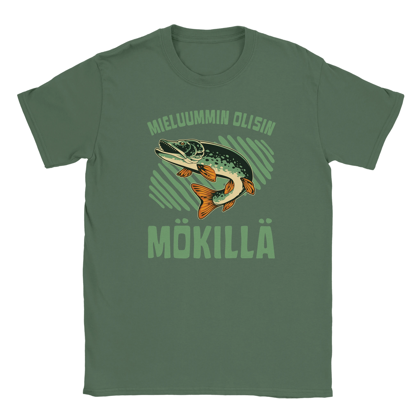 Mieluummin Olisin Mökillä, Hauki - Miesten T - paita - Mun Paita