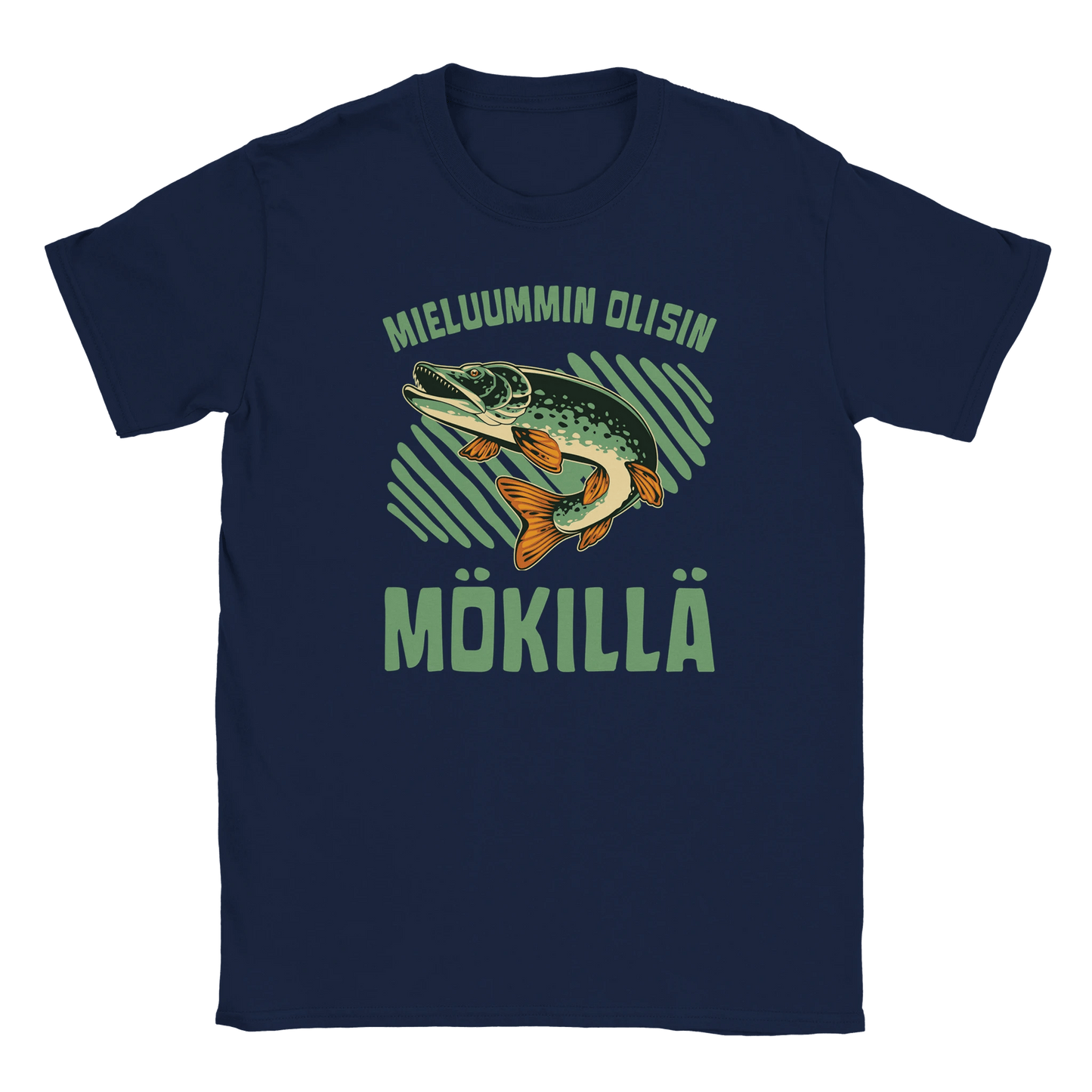 Mieluummin Olisin Mökillä, Hauki - Miesten T - paita - Mun Paita