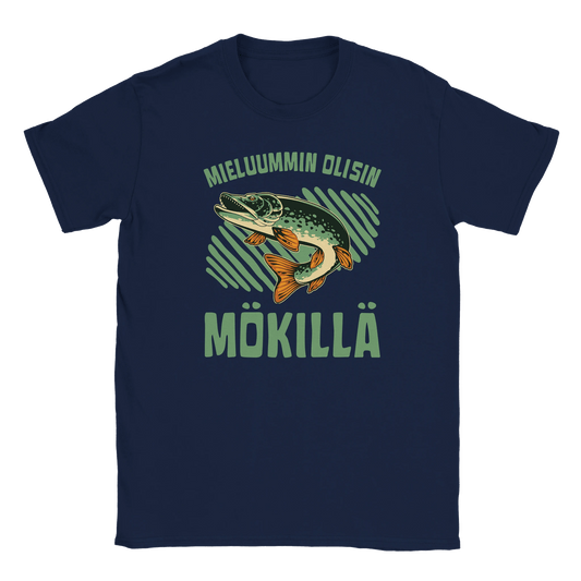 Mieluummin Olisin Mökillä, Hauki - Miesten T - paita - Mun Paita